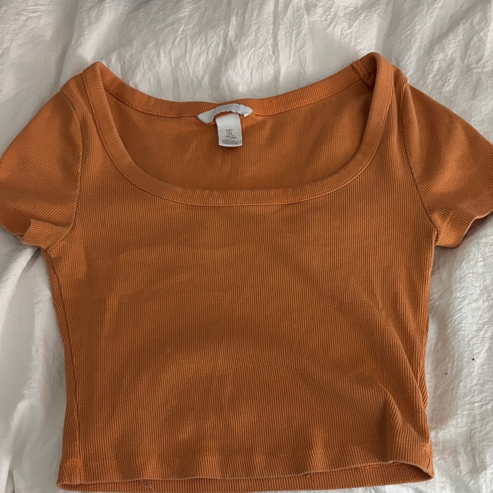 H&M Burnt Orange Ribbed Crop Top